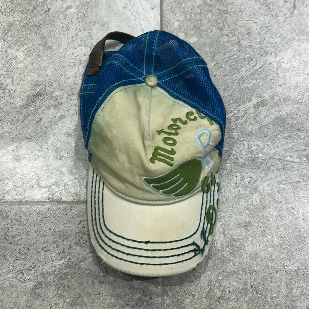 True Religion Vintage Baseball Trucker Cap, Blue/Green - Excellent Condition
